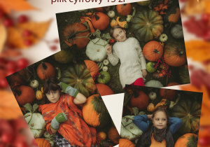 Dzieci leżą w dyniach.